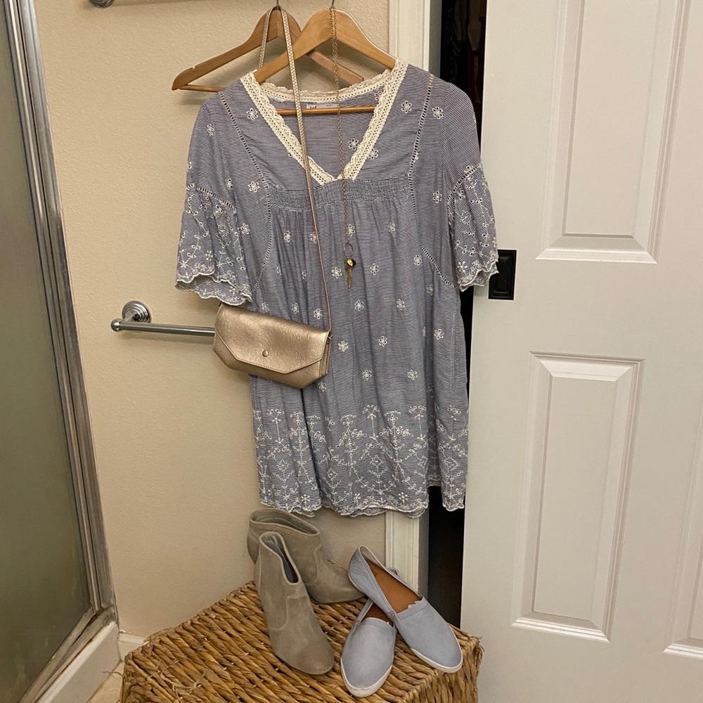 Zara embroidered baby doll dress